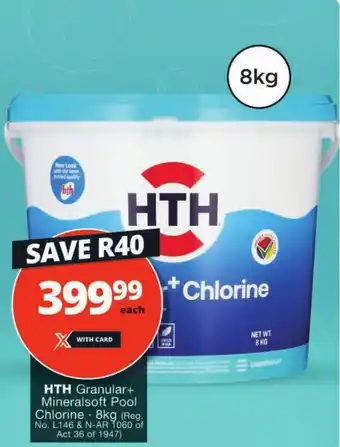 Checkers HTH Granular+ Mineralsoft Pool Chlorine 8kg offer