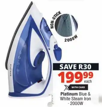 Checkers Platinum Blue & White Steam Iron 2000W offer