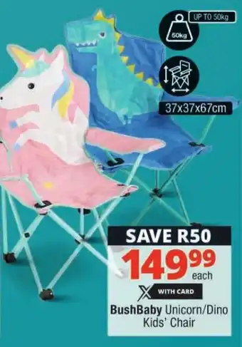 Checkers BushBaby Unicorn/Dino Kids' Chair offer