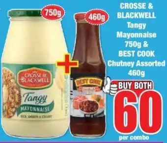 Boxer CROSSE & BLACKWELL Tangy Mayonnaise 750g & BEST COOK Chutney Assorted 460g offer