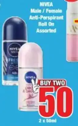 Boxer NIVEA Male/Female Anti-Perspirant Roll On Assorted offer