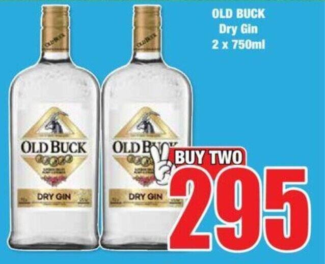 OLD BUCK Dry Gin 2 x 750ml offer at Boxer