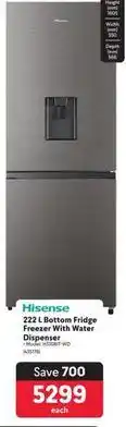 Makro Hisense - 222 l bottom fridge freezer with water dispenser offer