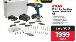 Makro Ryobi - 18 v li-ion cordless impact driver drill kit offer