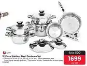 Makro Tissolli 12-piece Stainless Steel Cookware Set 251856-Per Set offer