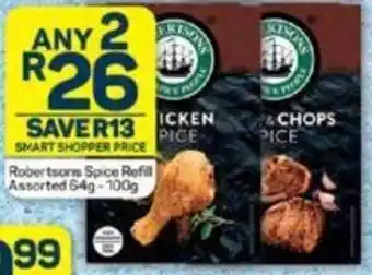 Pick n Pay Robertsons Spice Refill Assorted 64g-100g offer