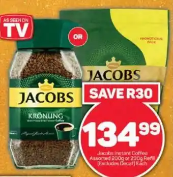 Pick n Pay Jacobs Instant Coffee Assorted 200g or 230g Refill (Excludes Decaf) Each offer