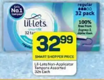 Pick n Pay Lil-Lets Non-Applicator Tampons Assorted 32s Each offer