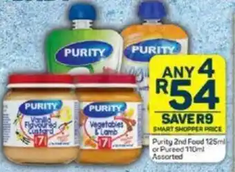 Pick n Pay Purity 2nd Food 125ml or Pureed 110ml Assorted offer