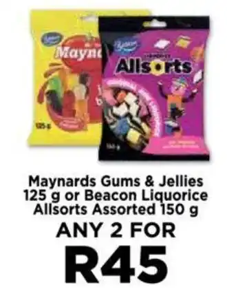 Food Lover's Market Maynards Gums & Jellies 125 g or Beacon Liquorice Allsorts Assorted 150 g offer