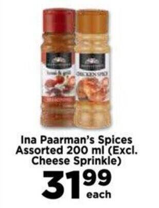 Ina Paarman's Spices Assorted 200 ml (Excl. Cheese Sprinkle) offer at ...