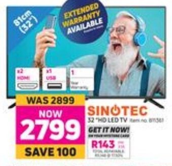 Game Sinotec 32" HD LED TV offer