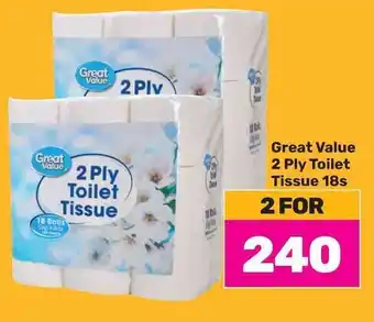 Game Great Value 2 Ply Toilet Tissue 18s offer