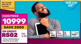 Game Samsung 65" Crystal UHD 4K TV offer