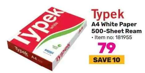 Typek A4 White Paper 500-Sheet Ream offer at Game