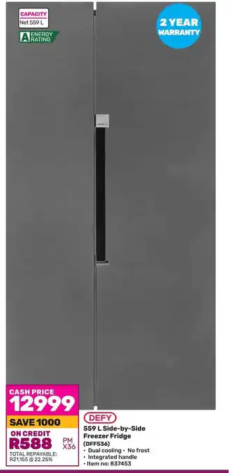 Game DEFY 559 L Side-by-Side Freezer Fridge offer
