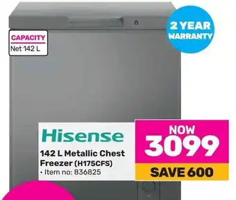 Game Hisense 142 L Metallic Chest Freezer (H175CFS) offer