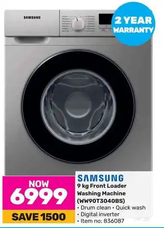 Game SAMSUNG 9 kg Front Loader Washing Machine (WW90T3040BS) offer