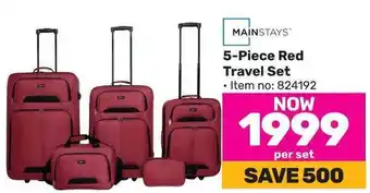 Game MAINSTAYS 5-Piece Red Travel Set offer