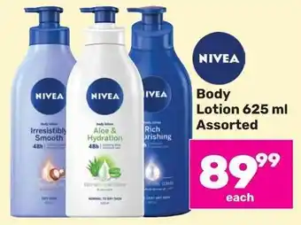 Game NIVEA Body Lotion 625 ml Assorted offer