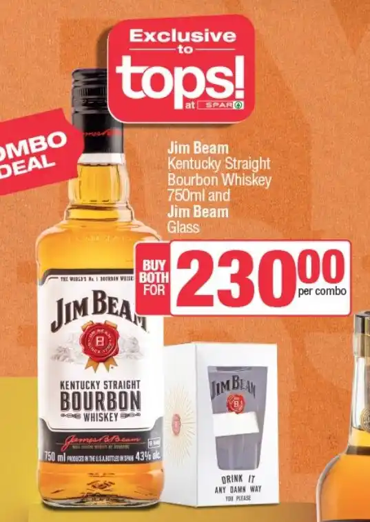 Jim Beam Kentucky Straight Bourbon Whiskey 750ml and Jim Beam Glass ...