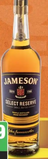 Jameson Select Reserve Irish Whiskey 750ml offer at Spar Tops