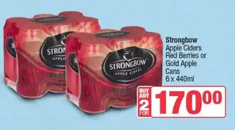 Spar Tops Strongbow Apple Ciders Red Berries or Gold Apple Cans offer