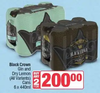 Spar Tops Black Crown Gin and Dry Lemon offer