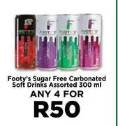 Food Lover's Market Footy's Sugar Free Carbonated Soft Drinks Assorted-For Any 4 x 300ml offer