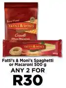 Food Lover's Market Fatti's & Moni's Spaghetti Or Macaroni-For Any 2 x 500g offer