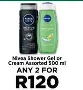 Food Lover's Market Nivea Shower Gel Or Cream Assorted-For Any 2 x 500ml offer