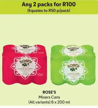 Makro ROSE'S Mixers Cans (All variants) 6 x 200 ml offer