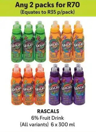 Makro RASCALS 6% Fruit Drink (All variants) 6 x 300 ml. offer