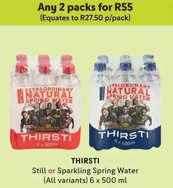 Makro THIRSTI Still or Sparkling Spring Water (All variants) 6 x 500 ml offer