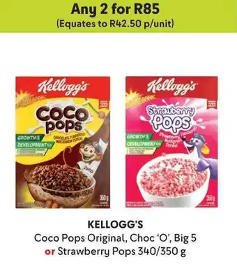 KELLOGG'S Coco Pops Original, Choc 'O', Big 5 or Strawberry Pops 340/350 g