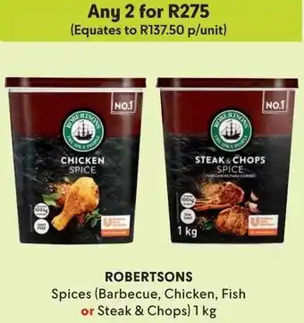 Makro ROBERTSONS Spices (Barbecue, Chicken, Fish or Steak & Chops) 1 kg offer