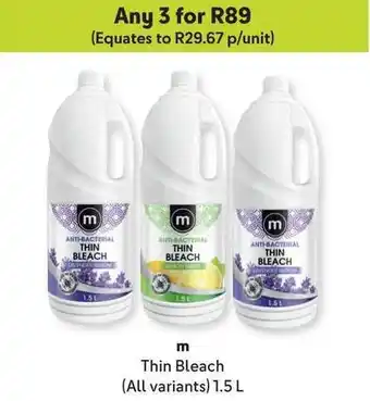 Makro m Thin Bleach (All variants) 1.5 L offer