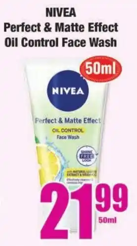 Boxer Build Nivea Perfect & Matte Effect Oil Control Face Wash 50ml offer