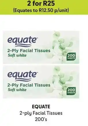 Makro EQUATE 2-Ply Facial Tissues 200's offer