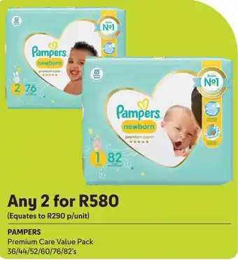 Makro PAMPERS Premium Care Value Pack 36/44/52/60/76/82's offer