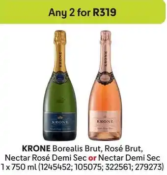 Makro KRONE Borealis Brut, Rosé Brut, Nectar Rosé Demi Sec or Nectar Demi Sec 1x 750 ml offer