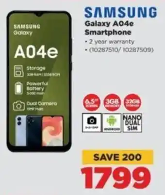 HiFi Corp SAMSUNG Galaxy A04e Smartphone offer