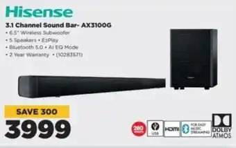 HiFi Corp Hisense 3.1 Channel Sound Bar- AX3100G offer