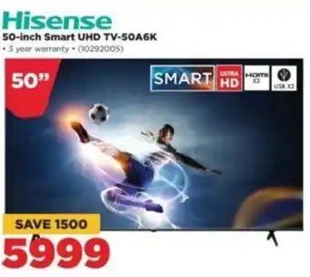 HiFi Corp Hisense 50-inch Smart UHD TV-50A6K offer