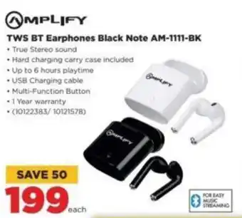 HiFi Corp AMPLIFY TWS BT Earphones Black Note AM-1111-BK offer