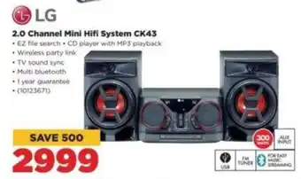 HiFi Corp LG 2.0 Channel Mini Hifi System CK43 offer