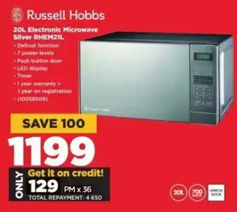 HiFi Corp Russell Hobbs 20L Electronic Microwave Silver RHEM21L offer