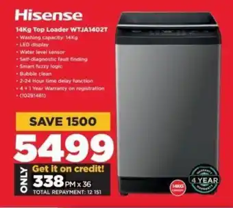 HiFi Corp Hisense 14Kg Top Loader WTJA1402T offer
