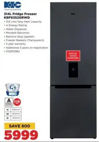 HiFi Corp 314L Fridge Freezer KBF6352GRWD offer