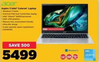 HiFi Corp acer Aspire 3 Intel Celeron Laptop offer